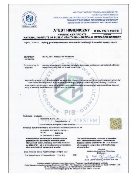 McALPINE SYFON UMYWALKOWY RUROWY CHROM 215CB