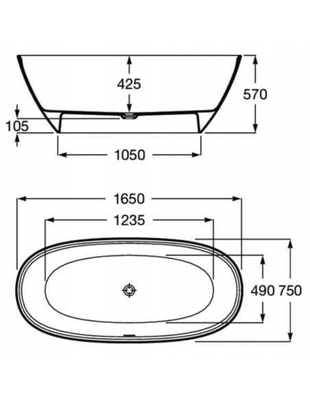 ROCA ARIANE Wanna wolnostojąca 165x75 cm, A248470000, STONEX A248470000