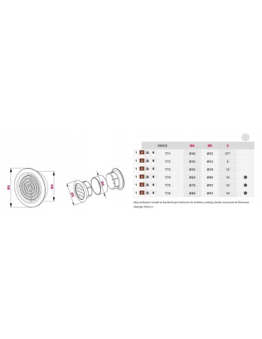 Awenta Kratka do drzwi fi45/58 T73 opak. 2szt.