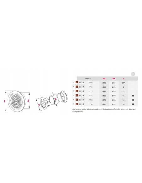 Awenta Kratka do drzwi fi45/58 T73 opak. 2szt.