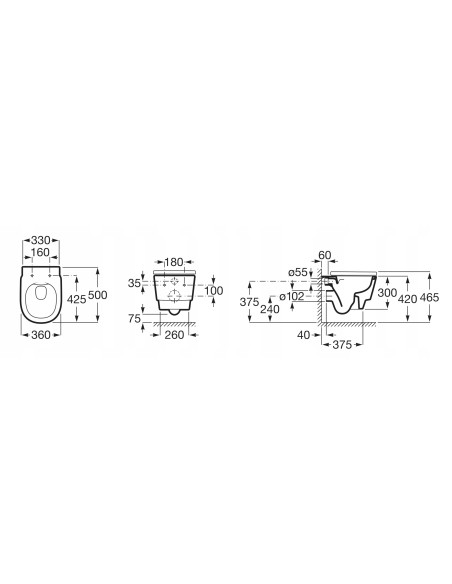 Miska podwieszana WC Roca Tura A346697000