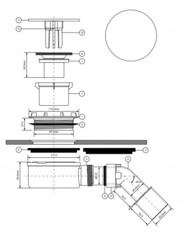 Syfon brodzikowy McAlpine 90 mm HC2730LMBN-PB