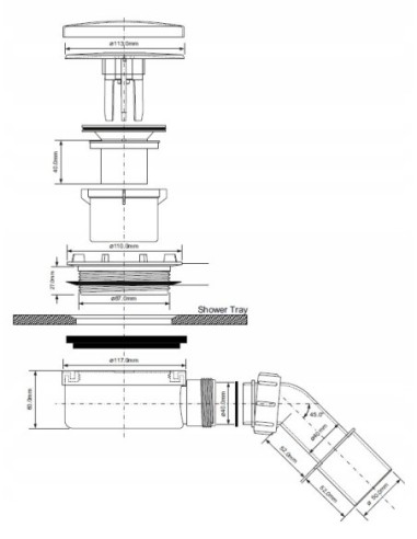 Syfon brodzikowy McAlpine 90 mm HC2730LMBN-PB