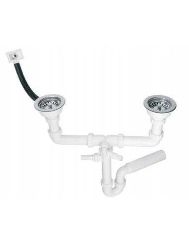 Syfon zlewozmywakowy MCALPINE podwójny, rurowy, chrom HC7HC12R-POL1