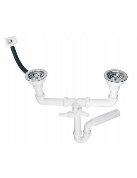 Syfon zlewozmywakowy MCALPINE podwójny, rurowy, chrom HC7HC12R-POL1