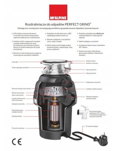 McALPINE ROZDRABNIACZ KUCHENNY młynek do odpadów WDU-4ASEU-POL