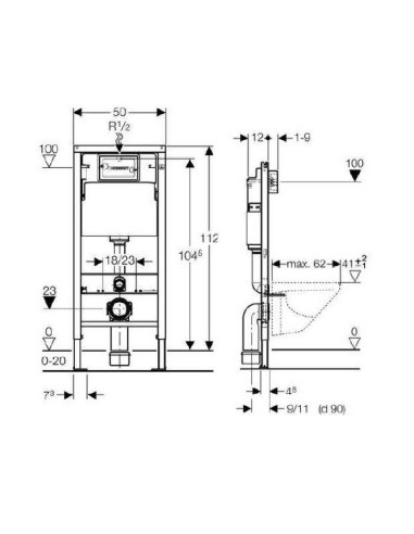 Stelaż podtynkowy do toalety Geberit Duofix Basic 111.170.00.1
