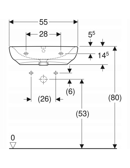 Umywalka Ścienna kwadratowa Geberit Selnova Comfort biały 501.461.00.7