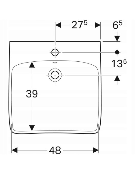 Umywalka Ścienna kwadratowa Geberit Selnova Comfort biały 501.461.00.7