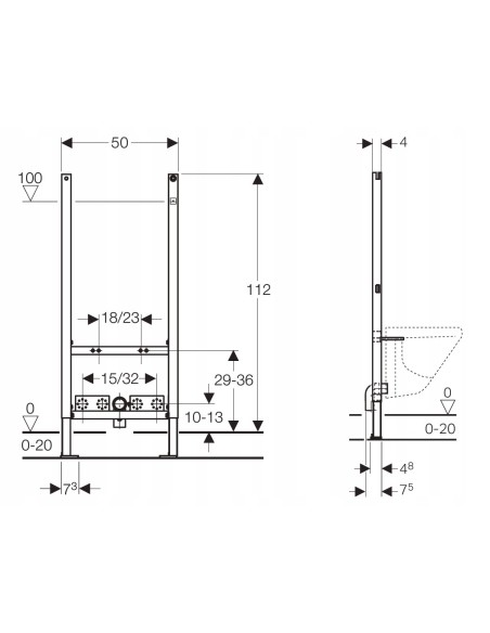 Geberit Duofix Basic stelaż do bidetu 111.534.00.1