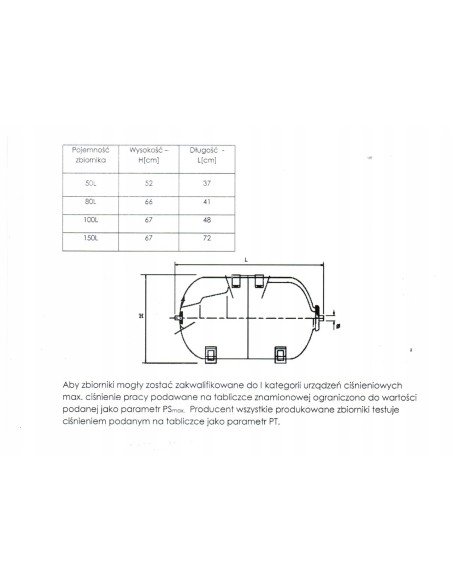 ZBIORNIK 100L HYDROFOROWY-PRZEPONOWY Z100 / ZHP100