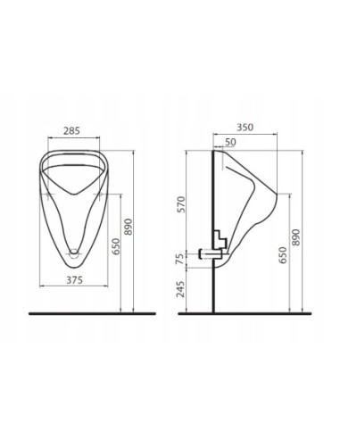 PISUAR ŚCIENNY GEBERIT ALEX BIAŁY ODPŁYW POZIOMY 502.905.00.1