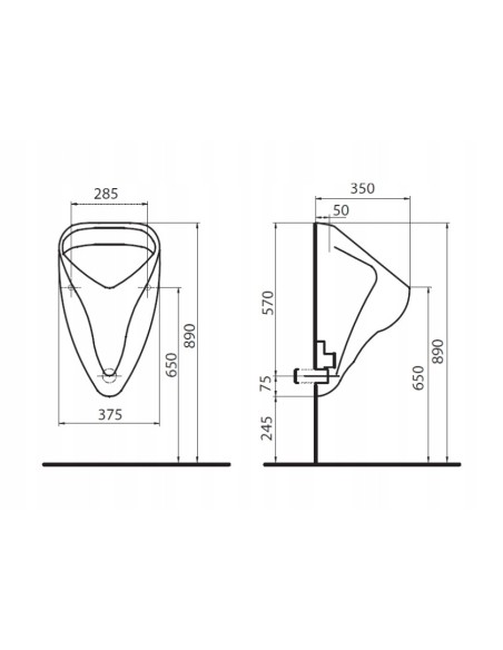 PISUAR ŚCIENNY GEBERIT ALEX BIAŁY ODPŁYW POZIOMY 502.905.00.1