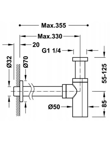 TRES Compl Griferia Syfon teleskopowy do umywalki 13463410NM