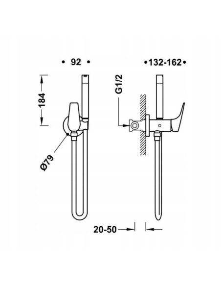 Bateria bidetowa podtynkowa Tres Canigó-Tres Plus srebrny 21712301