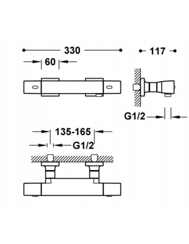 Bateria prysznicowa TRES Over-Wall srebrny 19016469