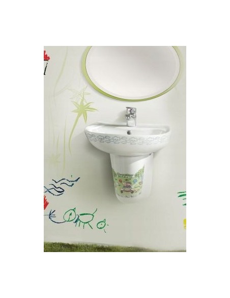 Umywalka Ścienna półokrągła CeraStyle Happy 45X35 wielokolorowy 003100-U61