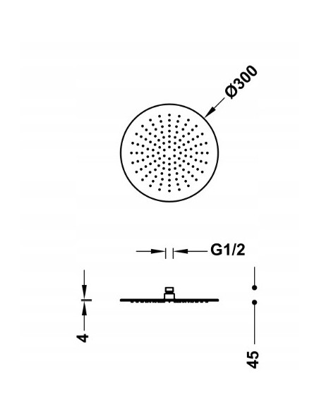 TRES Natrysk sufitowy ze stali nierdzewnej 134315010