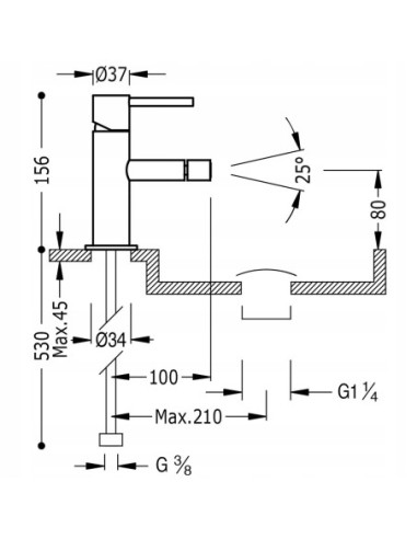 Bateria bidetowa Tres Study srebrny 26212001