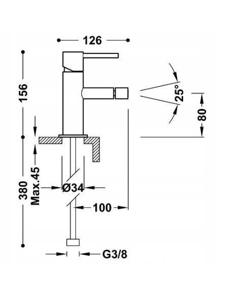 Bateria bidetowa Tres Study srebrny 26212001