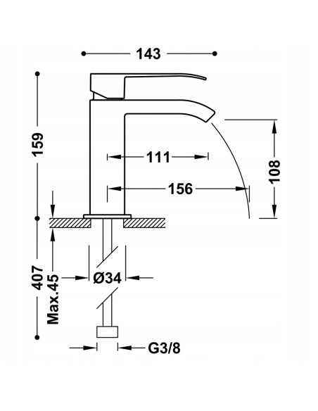 Bateria umywalkowa stojąca Tres CUADRO srebrny 00611001
