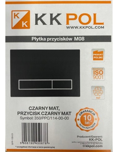 KKPOL PŁYTKA PRZYCISKÓW M08 CZARNY MAT 350/PPC/114-00-00