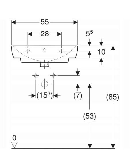 GEBERIT UMYWALKA ŚCIENNA SELNOVA SQUARE 55 500.290.01.7