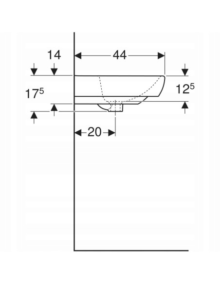 GEBERIT UMYWALKA ŚCIENNA SELNOVA SQUARE 55 500.290.01.7