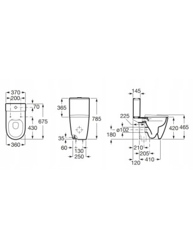 ROCA ZBIORNIK WC ONA 4,5L/3L DOPŁYW BOK A341680000