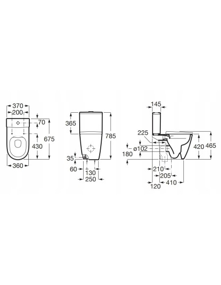 ROCA ZBIORNIK WC ONA 4,5L/3L DOPŁYW BOK A341680000