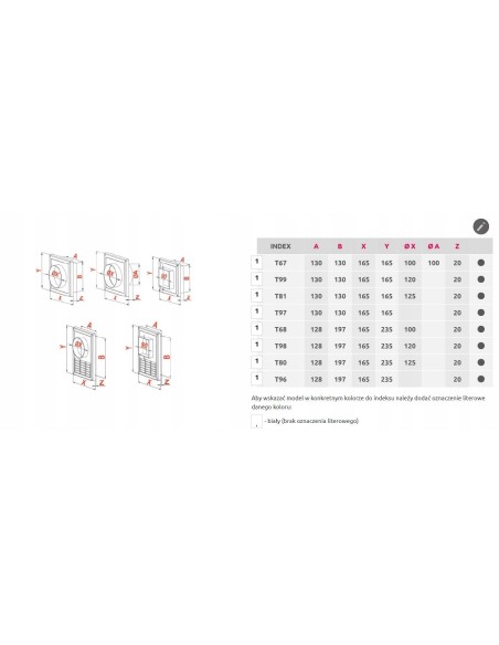Awenta Kratka wentylacyjna Okap fi125 14x14 T81