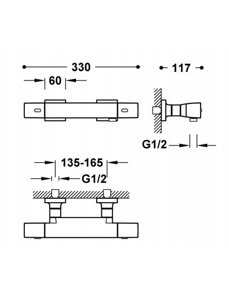 Bateria prysznicowa TRES Over-Wall srebrny 19016406