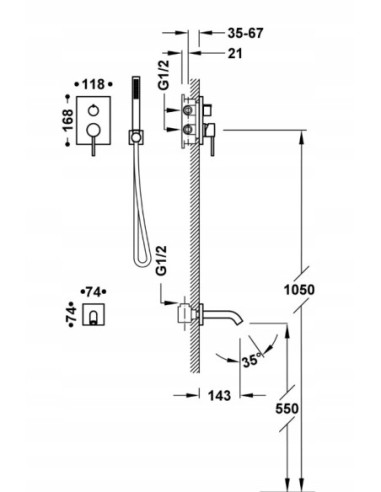 Zestaw prysznicowy natynkowy Tres 06228006