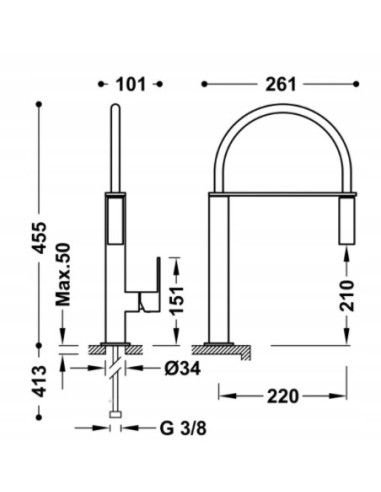 Bateria kuchenna stojąca Tres CUADRO srebrny 00648701