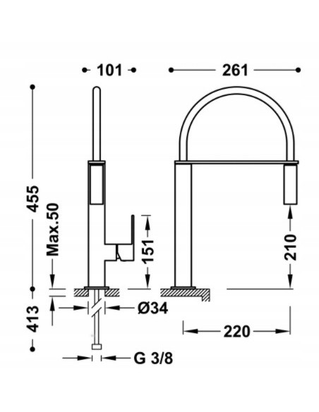 Bateria kuchenna stojąca Tres CUADRO srebrny 00648701