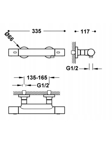 Bateria prysznicowa TRES Over-Wall srebrny 19016402