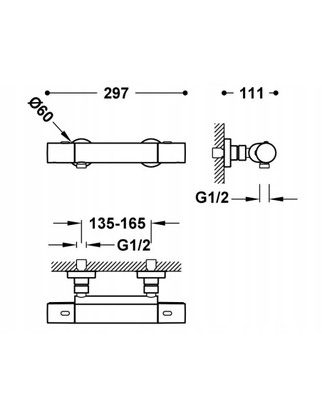 Bateria prysznicowa TRES Over-Wall srebrny 19016419
