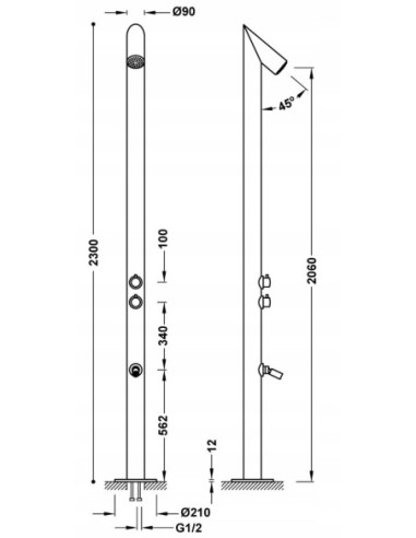 Zestaw prysznicowy Tres Kolumna prysznicowa do ogrodu lub basenu 13499501