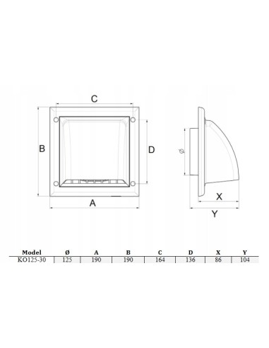 Kratka wentylacyjna Czerpnie/wyrzutnie Awenta biały KO125-30