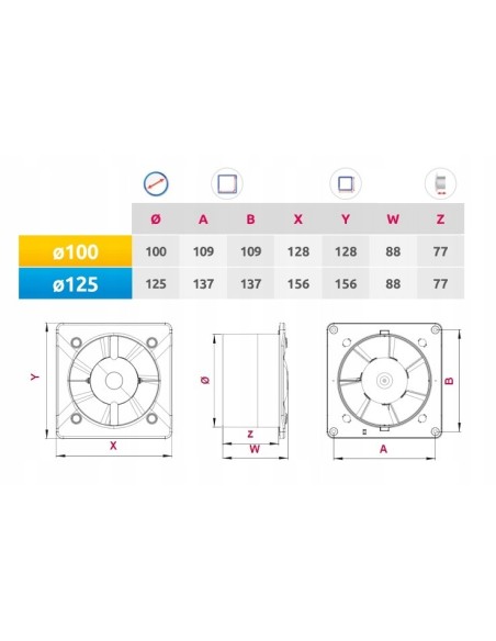 Wentylator łazienkowy Awenta KWS100T 100 mm