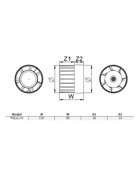 Wentylator kanałowy Awenta WKA150 150 mm