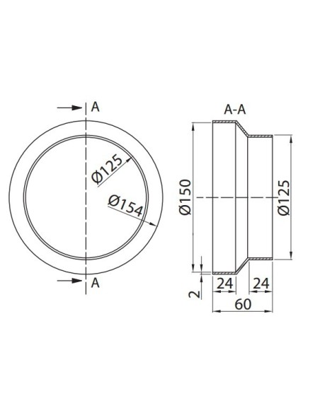 AWENTA REDUKCJA KANAŁÓW OKRĄGŁYCH 150/125 KO150-29