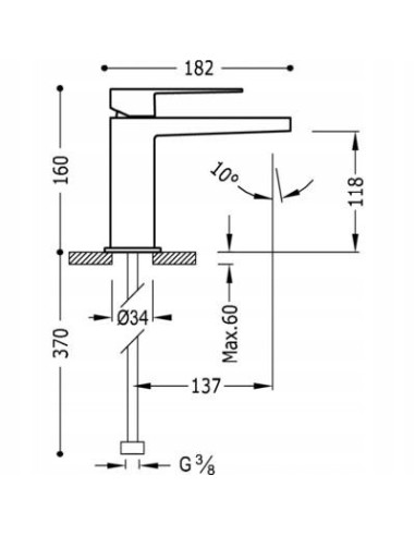 Bateria umywalkowa stojąca Tres Slim Exclusive srebrny 20210301