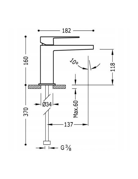 Bateria umywalkowa stojąca Tres Slim Exclusive srebrny 20210301