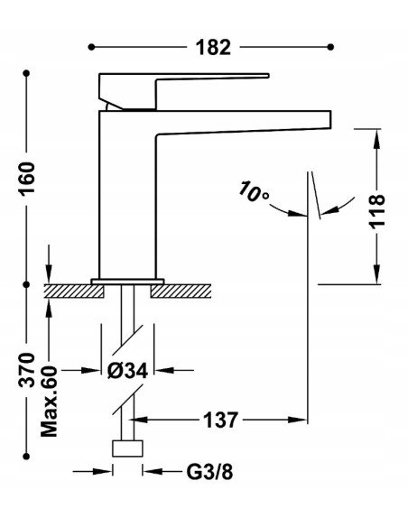 Bateria umywalkowa stojąca Tres Slim Exclusive srebrny 20210301