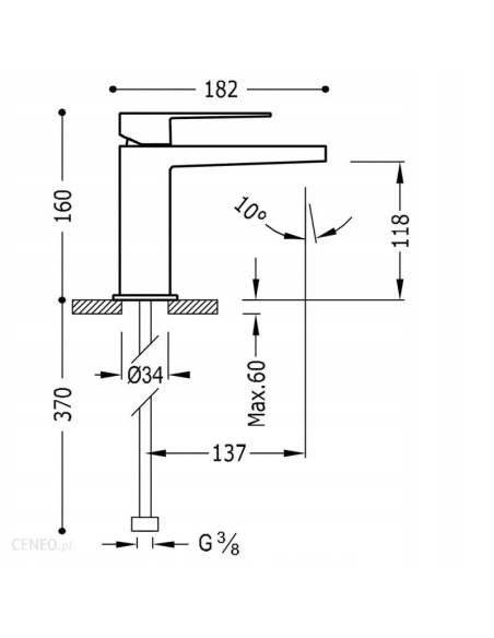 Bateria umywalkowa stojąca Tres Slim Exclusive czarny 20210301NM