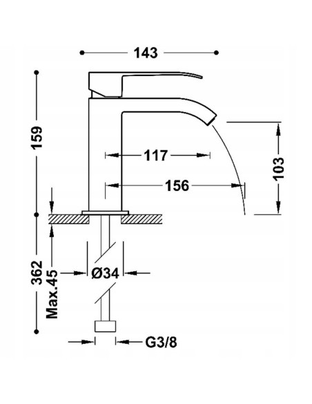 Bateria umywalkowa stojąca Tres Cuadro-Tres złoty matowy 00610101OM