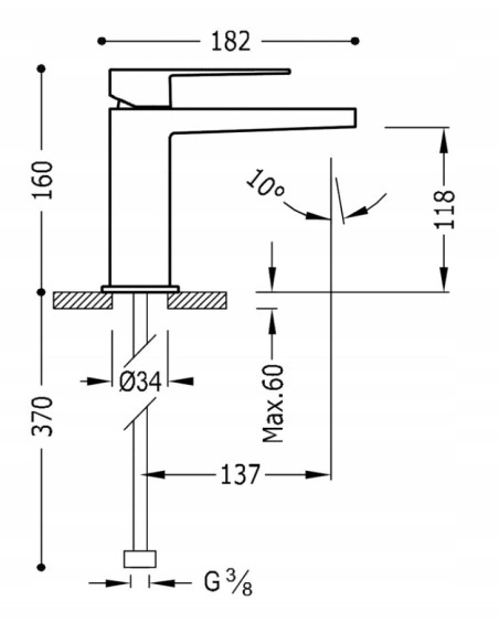 Bateria umywalkowa stojąca Tres Slim Exclusive srebrny 20210303
