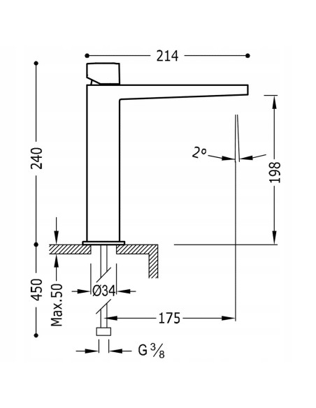 Bateria umywalkowa stojąca Tres Slim Exclusive srebrny 20210303