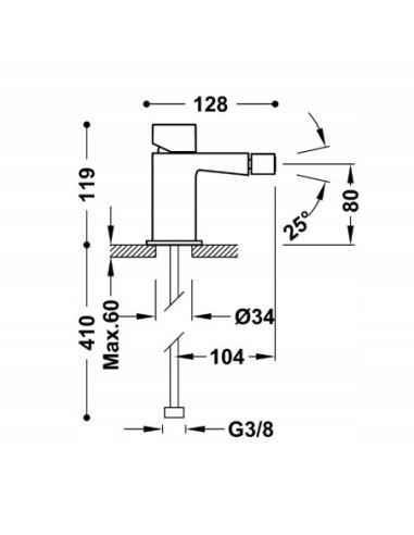 Bateria bidetowa Tres LOFT srebrny 20212002